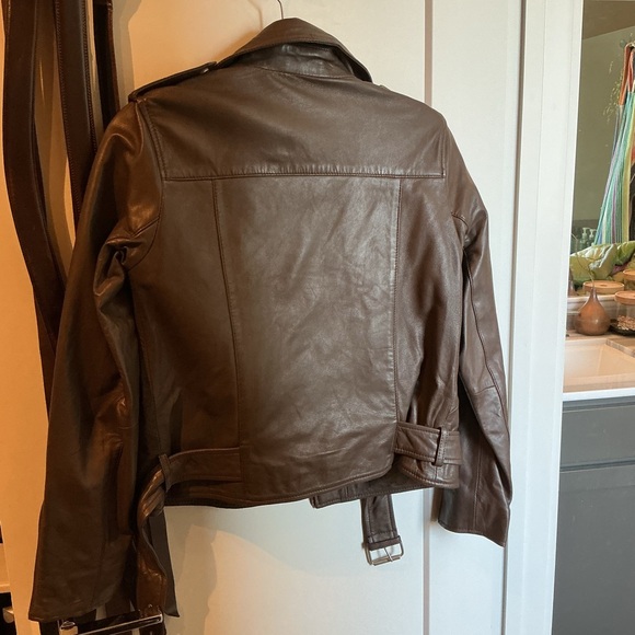 Quince Dark Brown Leather Moto Jacket - Picture 2 of 2